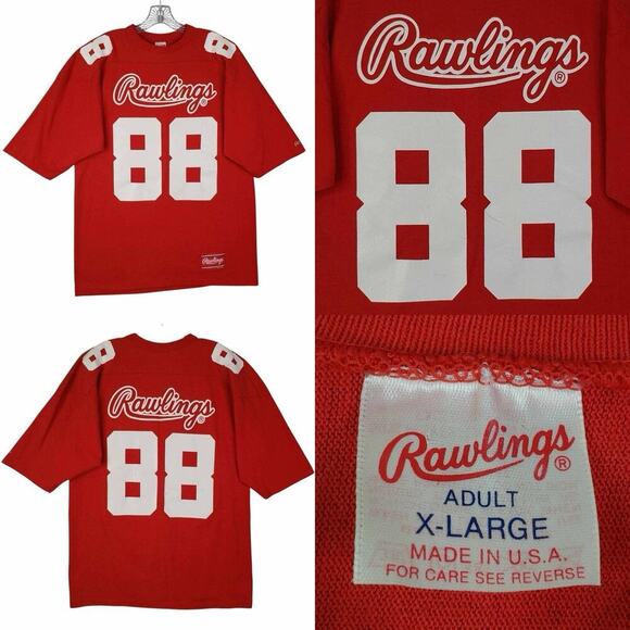 Vintage Rawlings Baseball Jersey Adult Size XL Red 88 Short Sleeve - Picture 1 of 9